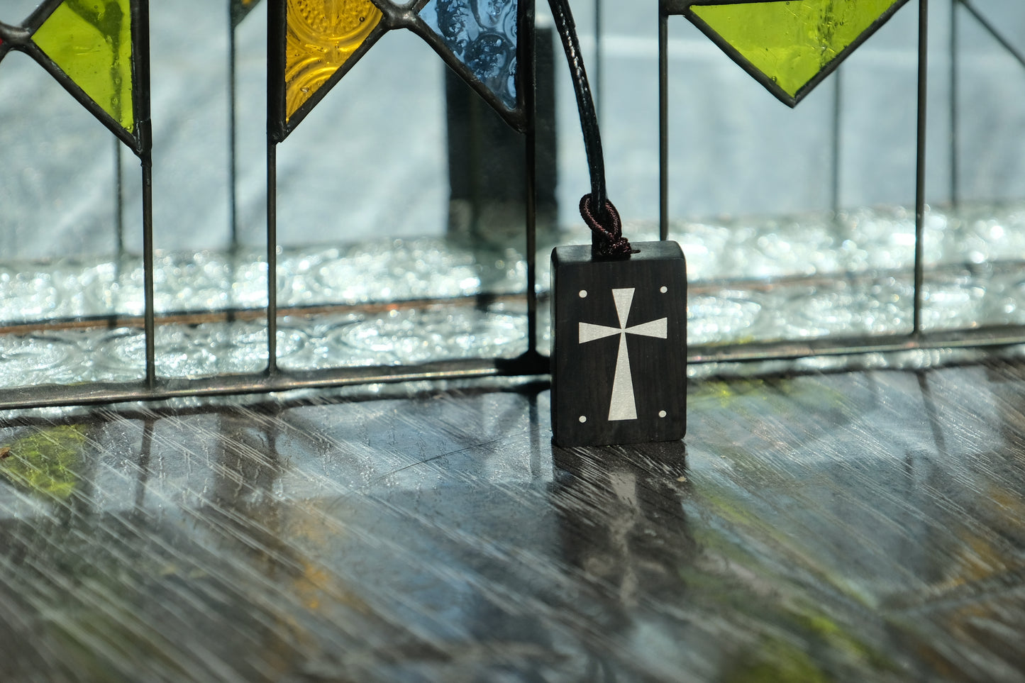 Light and Life - Ebony Wood Cross with Silver Inlay Pendant Necklace Christian Gift Religious Jewelry Unisex