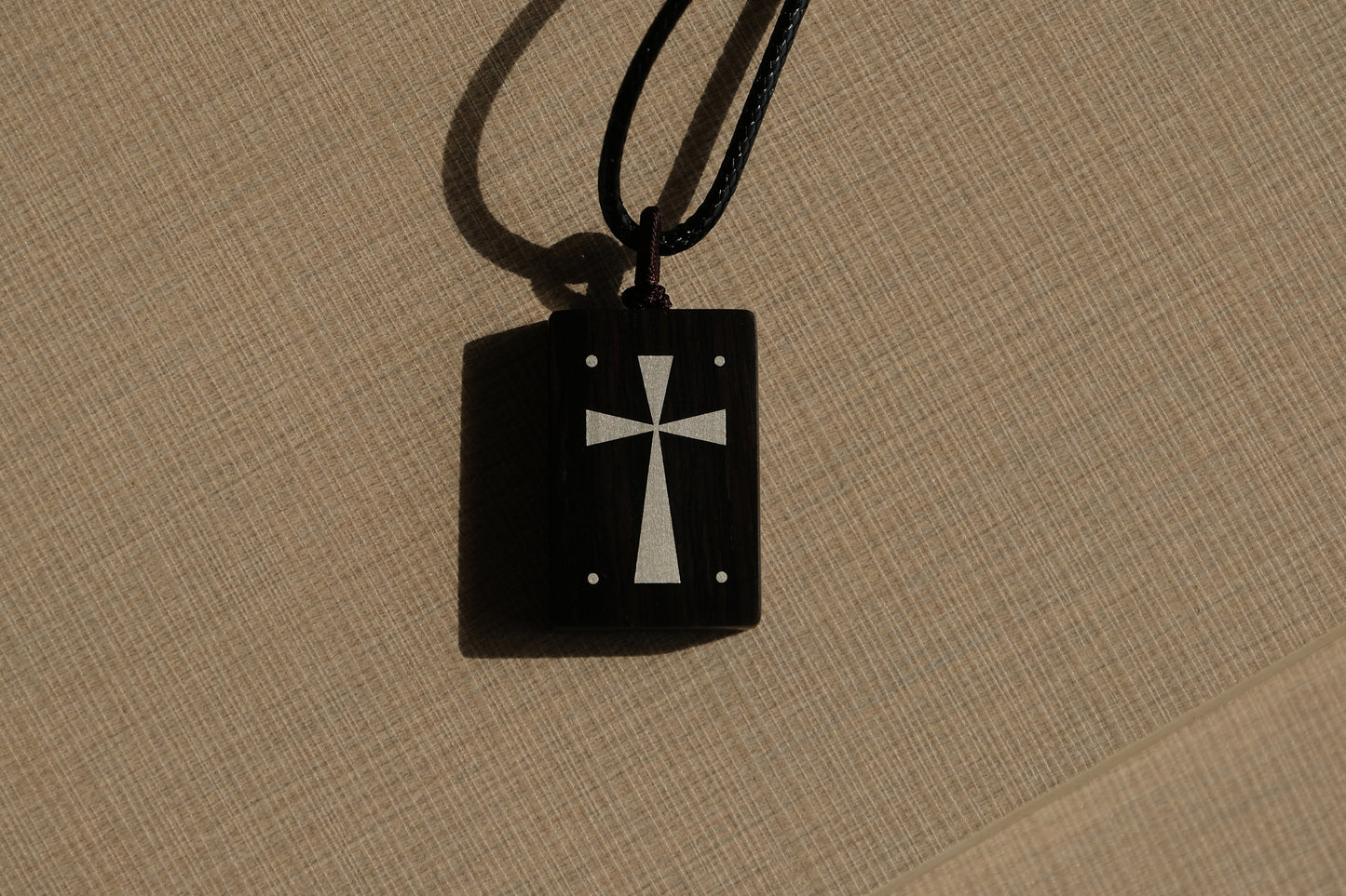 Light and Life - Ebony Wood Cross with Silver Inlay Pendant Necklace Christian Gift Religious Jewelry Unisex