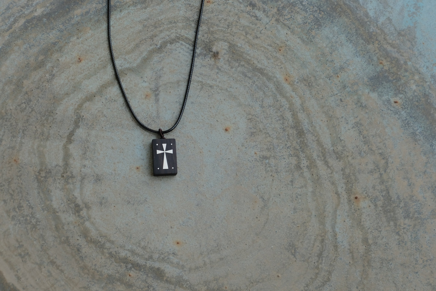 Light and Life - Ebony Wood Cross with Silver Inlay Pendant Necklace Christian Gift Religious Jewelry Unisex