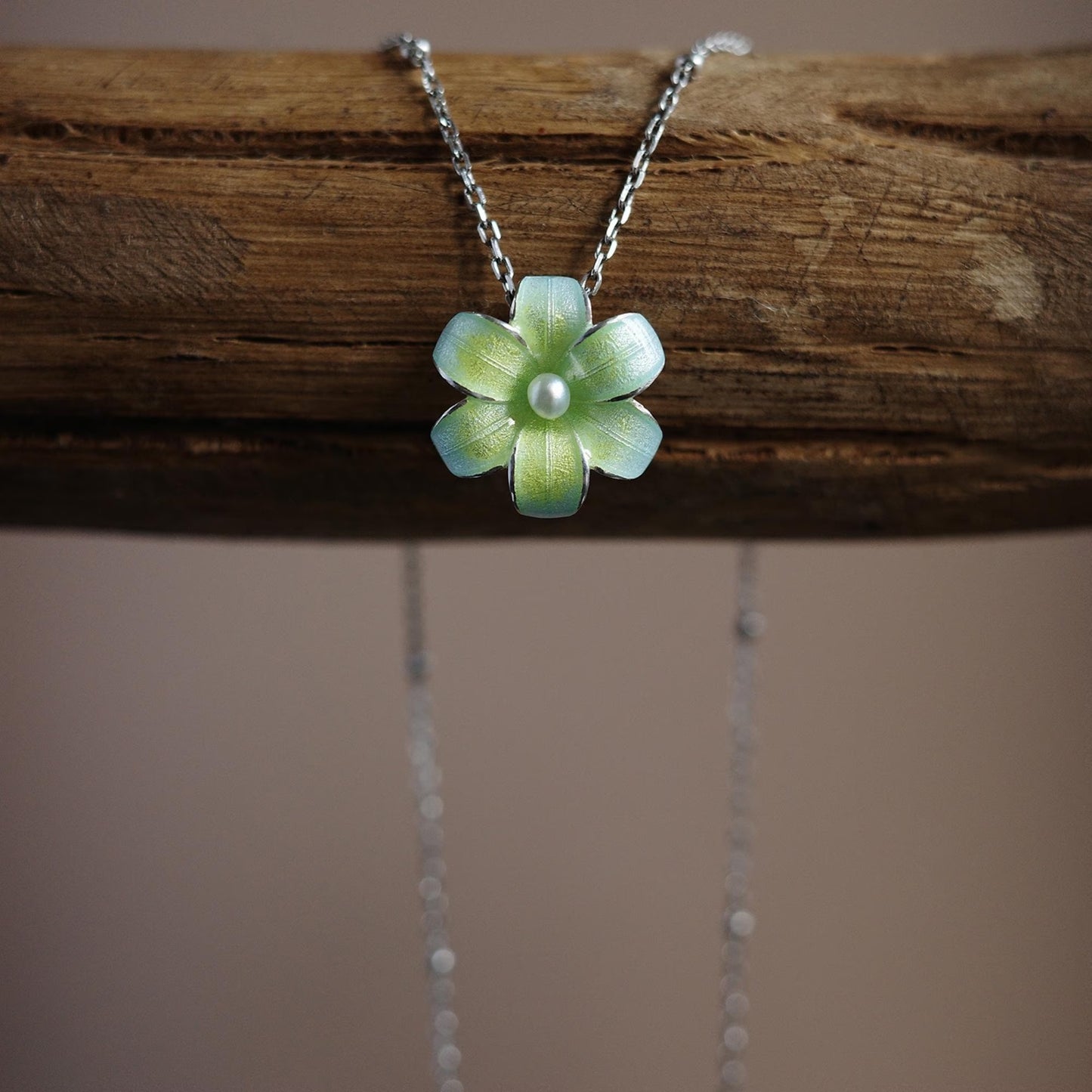 Lily Flower - Pearl Enamel 925 Sterling Silver Pendant Necklace for Women