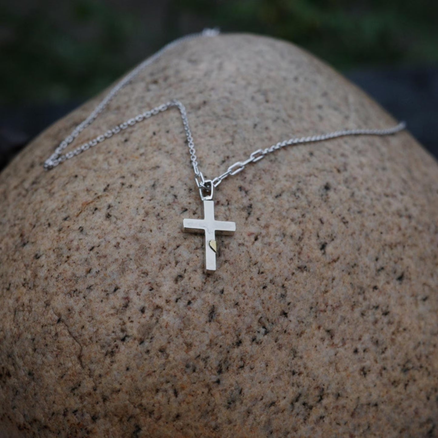 Copper Heart - 925 Sterling Silver Cross Pendant Necklace for Women