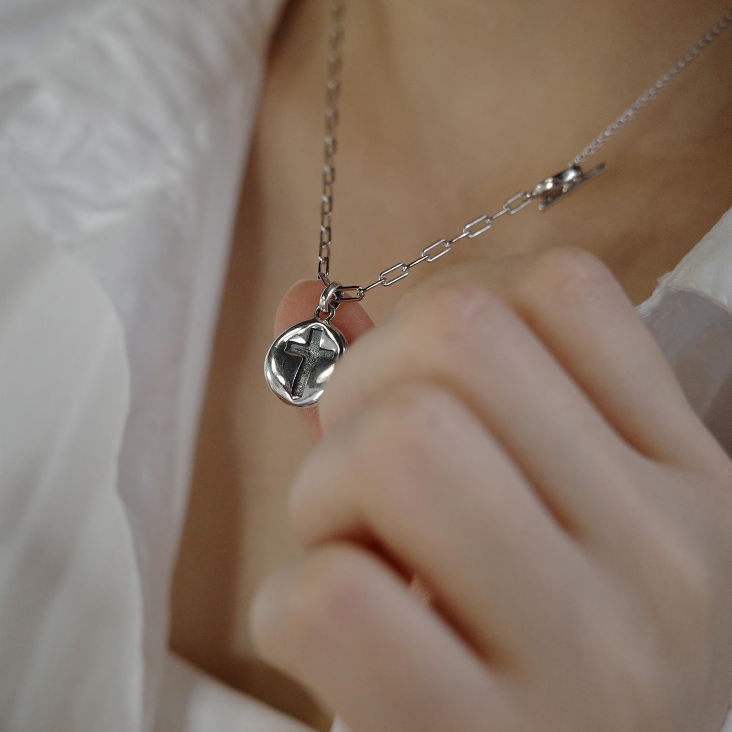 Cross Necklace - 925 Sterling Silver Vintage Pendant Necklace for Women