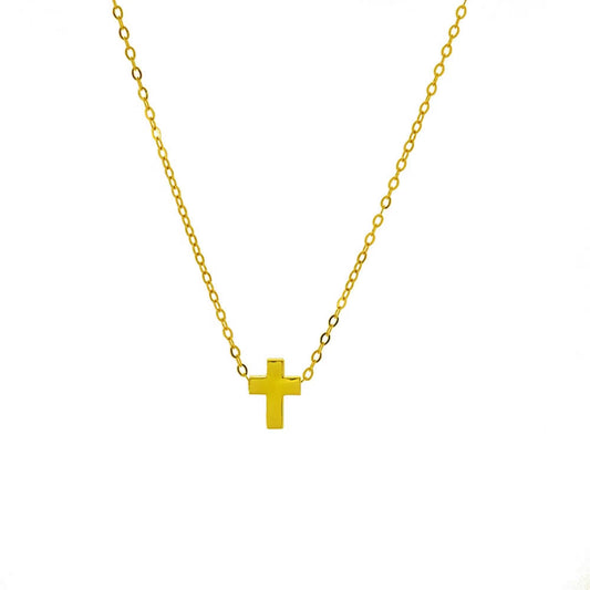 Cross Necklace - 925 Sterling Silver Mini Cross Pendant Choker Necklace with Chain for Women