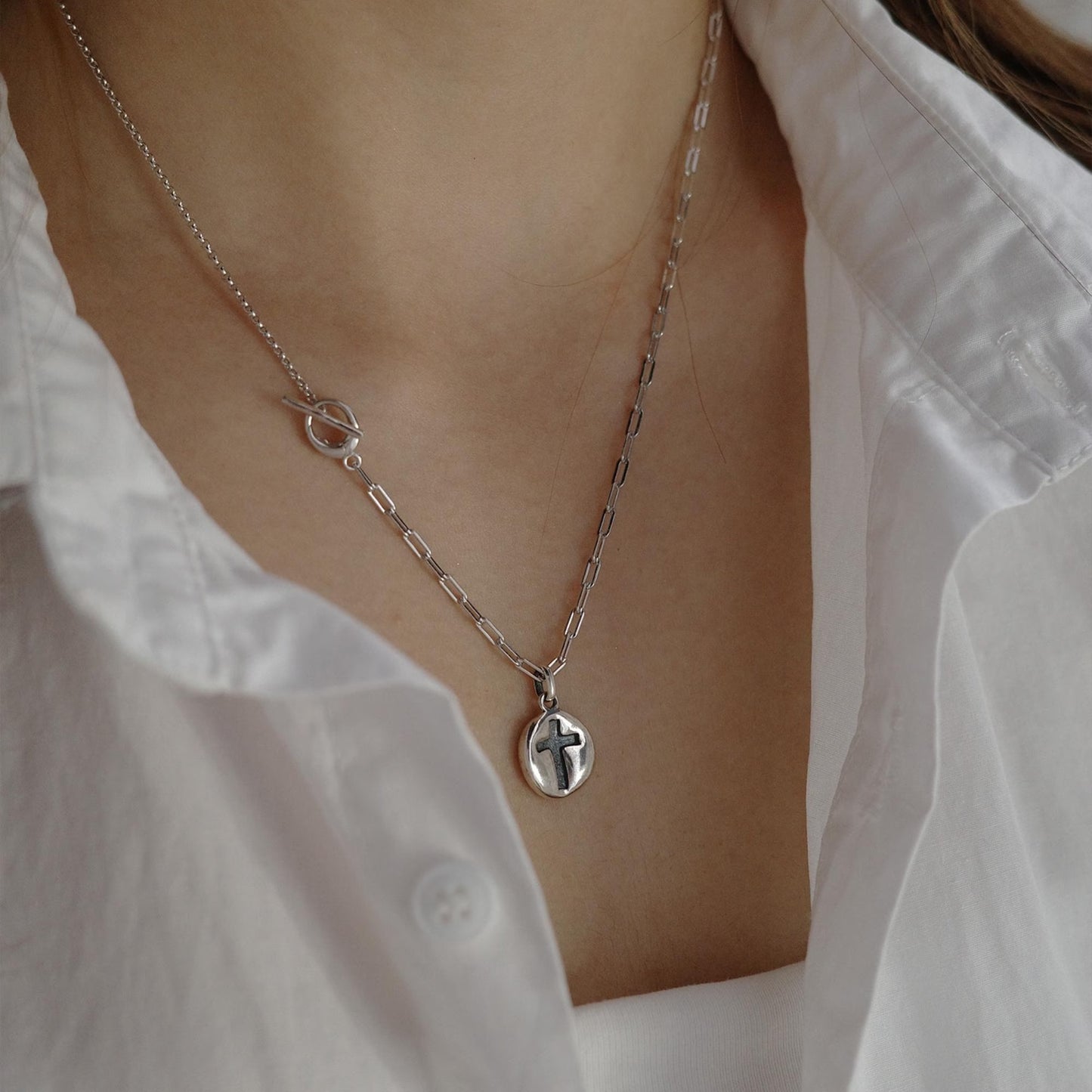 Cross Necklace - 925 Sterling Silver Vintage Pendant Necklace for Women