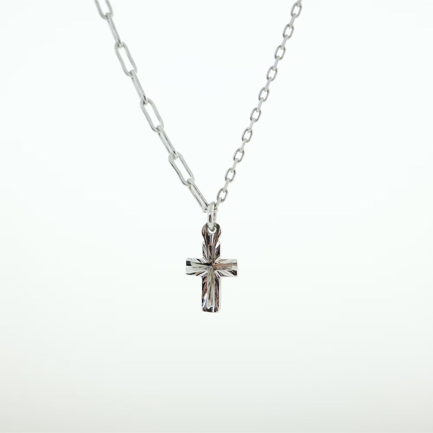 Double Cross - 925 Sterling Silver Mini Cross Pendant Choker Necklace for Women
