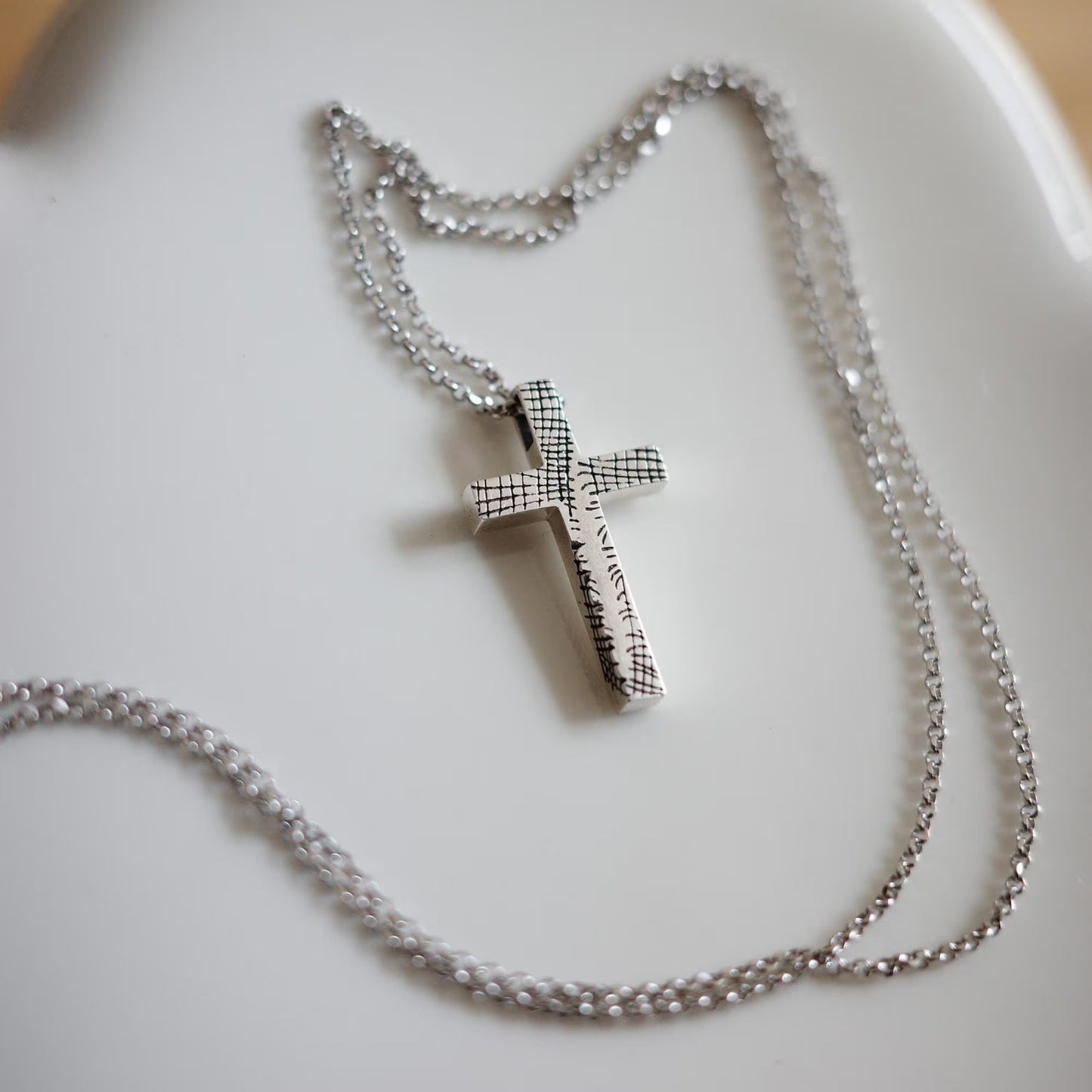 Sackcloth - 925 Sterling Silver Antiqued Vintage Cross Pendant Necklace for Women