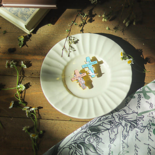 All Things Grow – Bird Lily Cross Metal Brooch | Enamel Pin | Gift