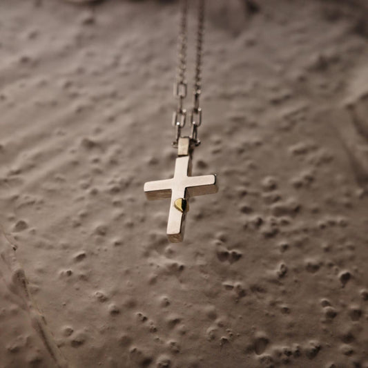 Copper Heart - 925 Sterling Silver Cross Pendant Necklace for Women