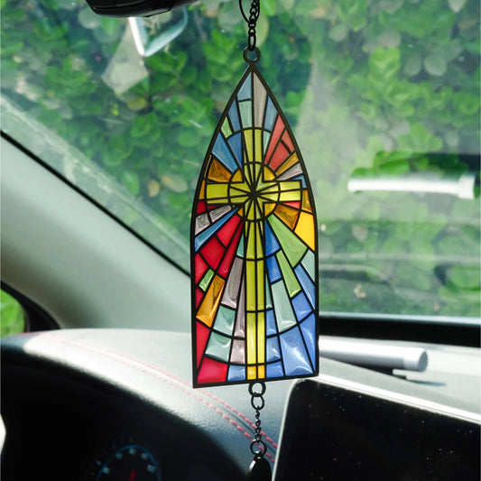 Glory - Stained Glass Car Charm Hanging Pendant Christian Gift Jesus Christ