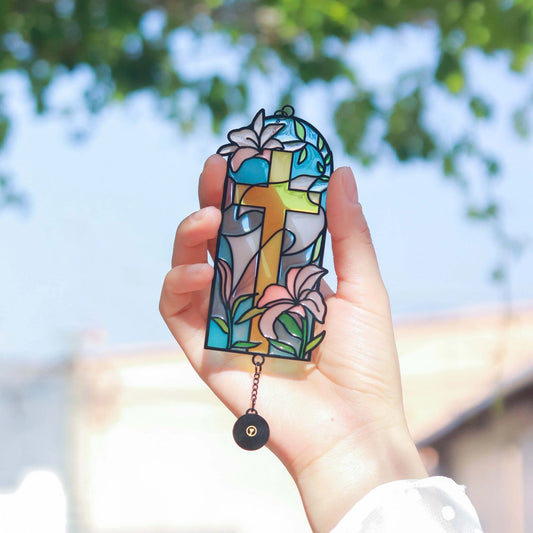 Refresh - Stained Glass Car Charm Hanging Pendant Christian Gift Jesus Christ