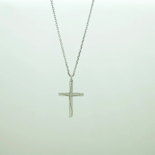Pilgrim’s Way - 925 Sterling Silver Sandblasted Cross Pendant Necklace Unisex