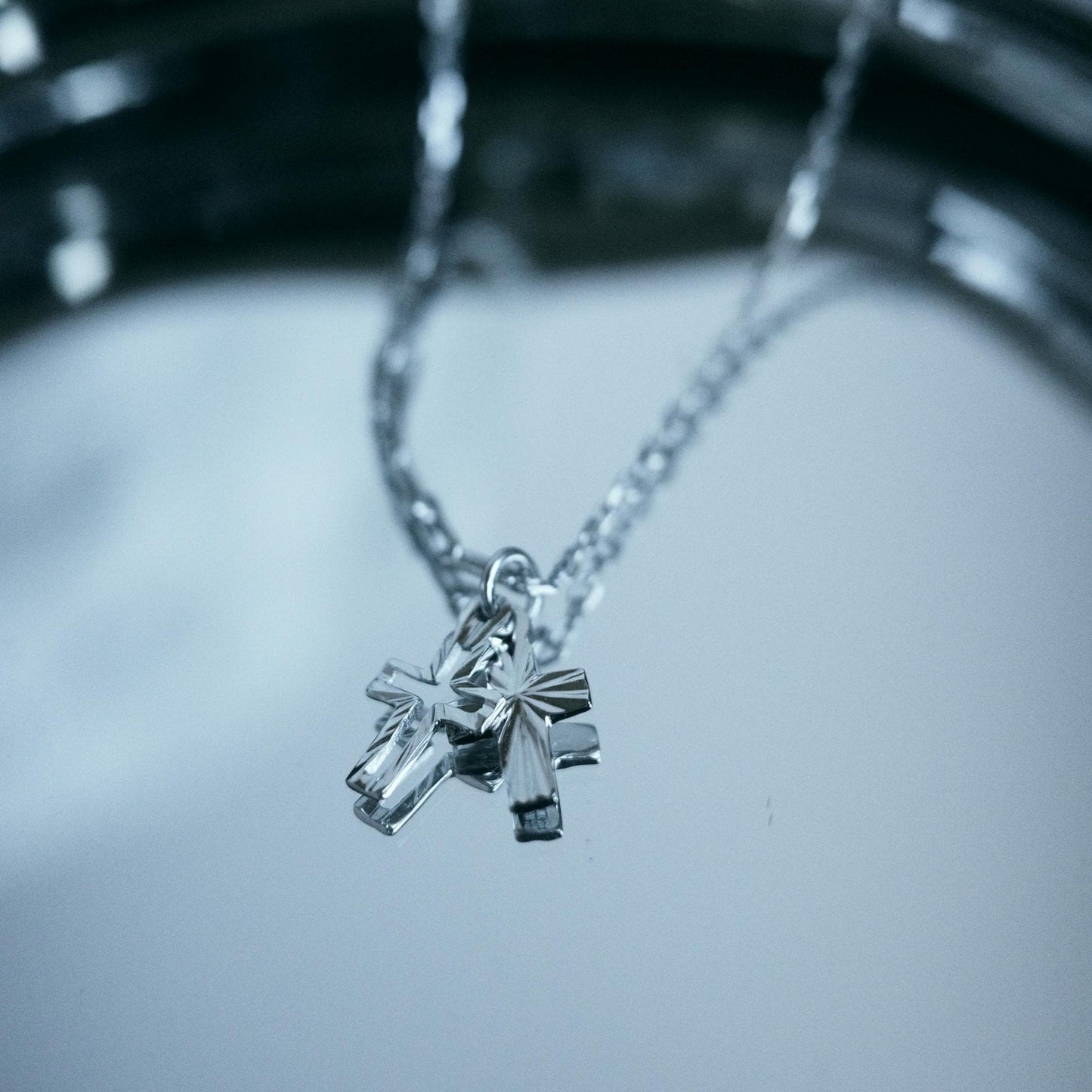 Double Cross - 925 Sterling Silver Mini Cross Pendant Choker Necklace for Women