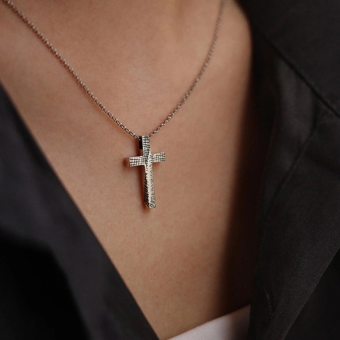 Sackcloth - 925 Sterling Silver Antiqued Vintage Cross Pendant Necklace for Women