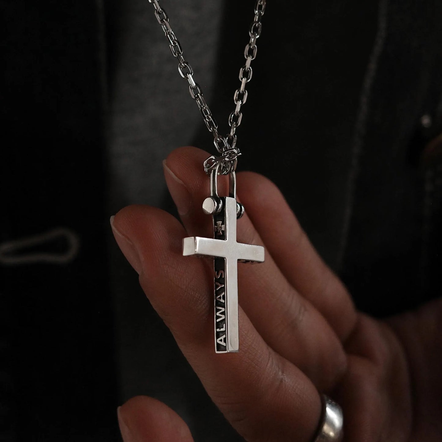 Helper - 925 Sterling Silver Vintage Cross Pendant Necklace Unisex
