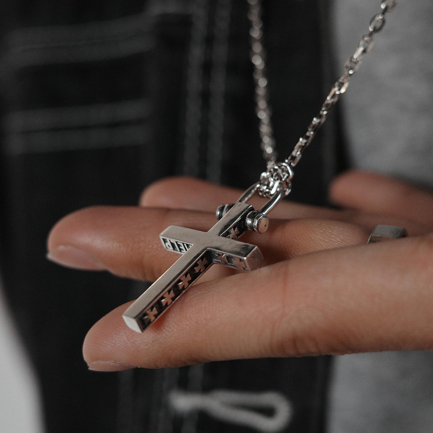 Helper - 925 Sterling Silver Vintage Cross Pendant Necklace Unisex