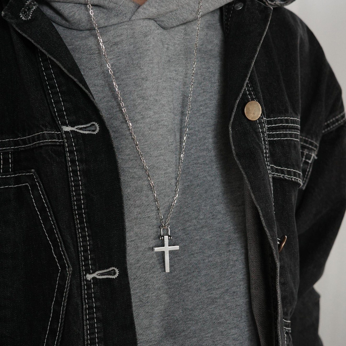 Helper - 925 Sterling Silver Vintage Cross Pendant Necklace Unisex