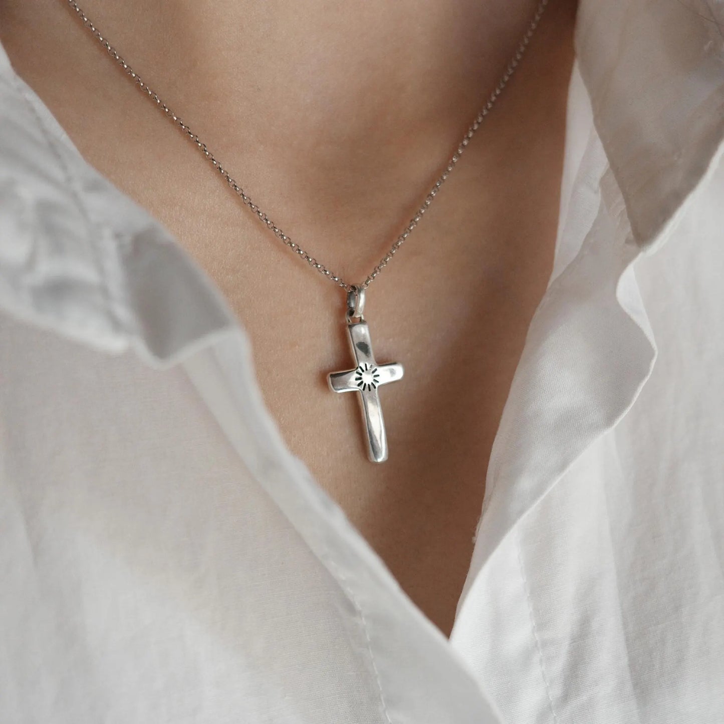 Quiet Time - 925 Sterling Silver Vintage Cross Pendant Necklace for Women