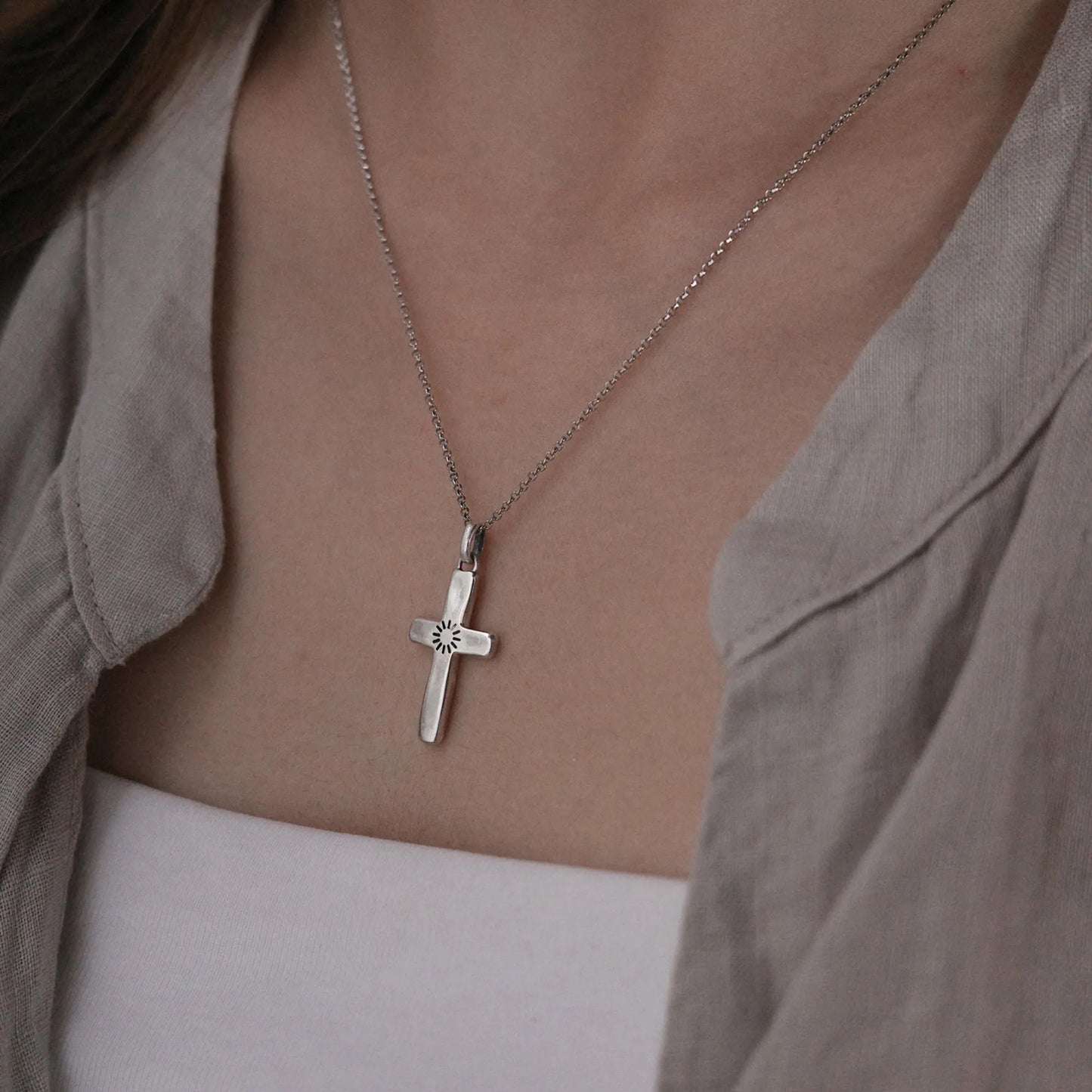 Quiet Time - 925 Sterling Silver Vintage Cross Pendant Necklace for Women