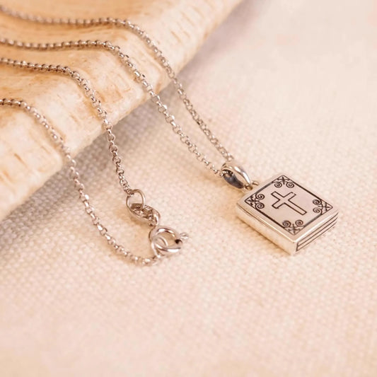 Bible - 925 Sterling Silver Vintage Pendant Necklace for Women