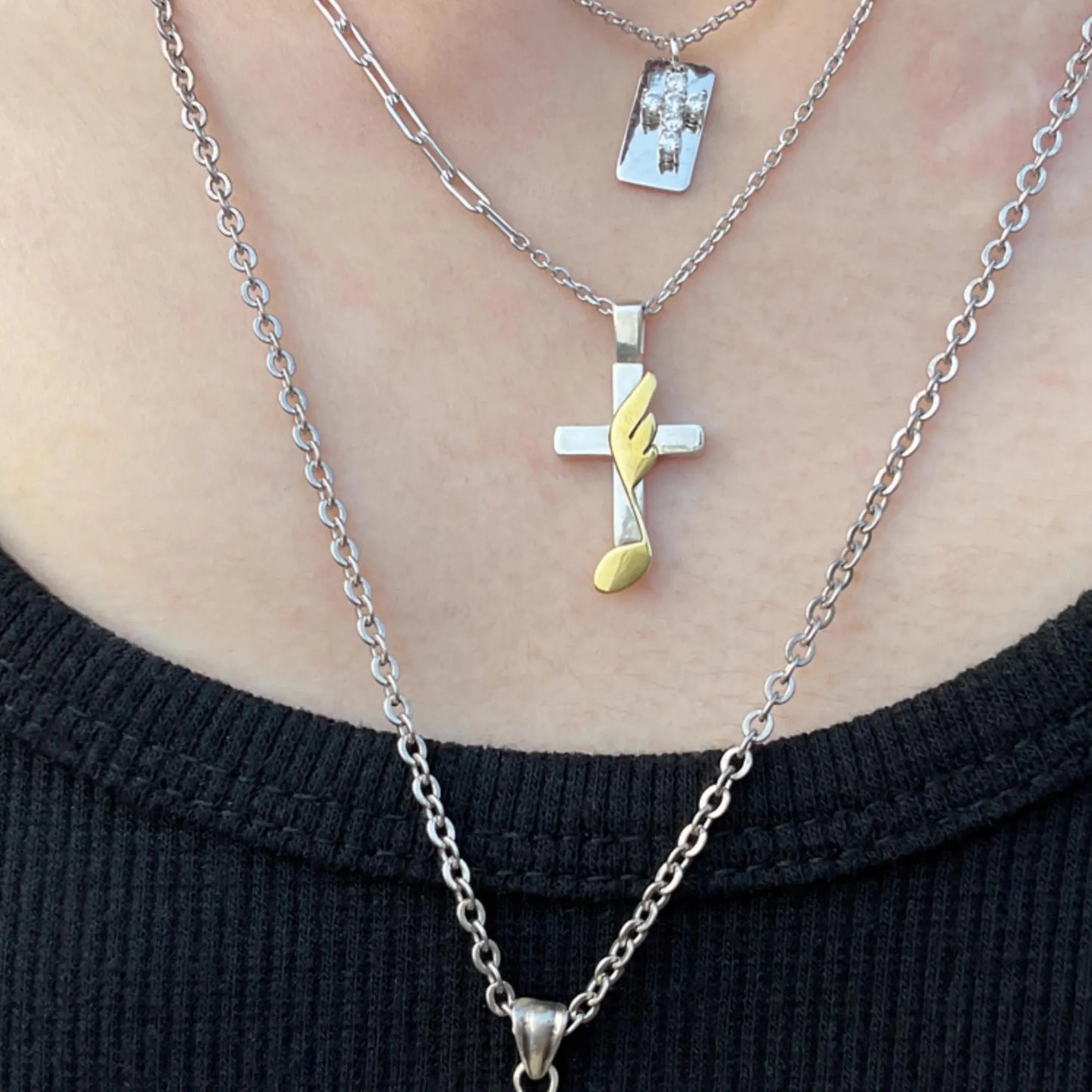 Melody of Blessing - 925 Sterling Silver Cross Pendant Necklace for Women