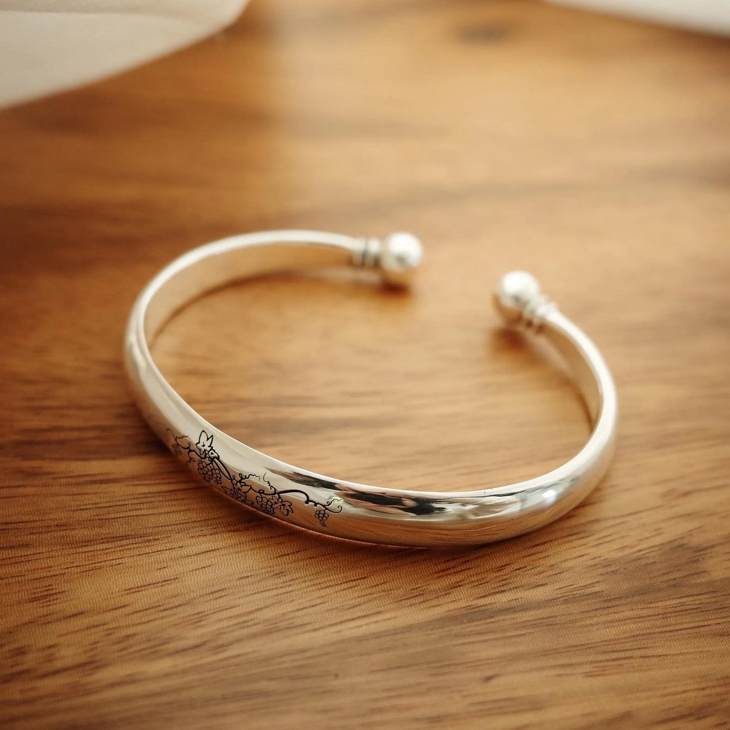Cross / Grape Classic Sterling Silver Women's Bracelet Custom Engraving Gift