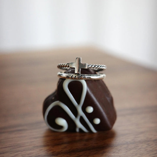 Windows - 925 Sterling Silver Vintage Cross Ring for Men and Women