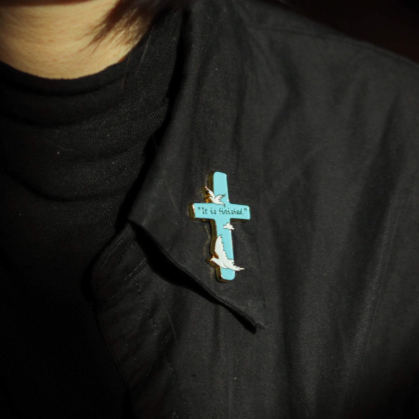 All Things Grow – Bird Lily Cross Metal Brooch | Enamel Pin | Gift