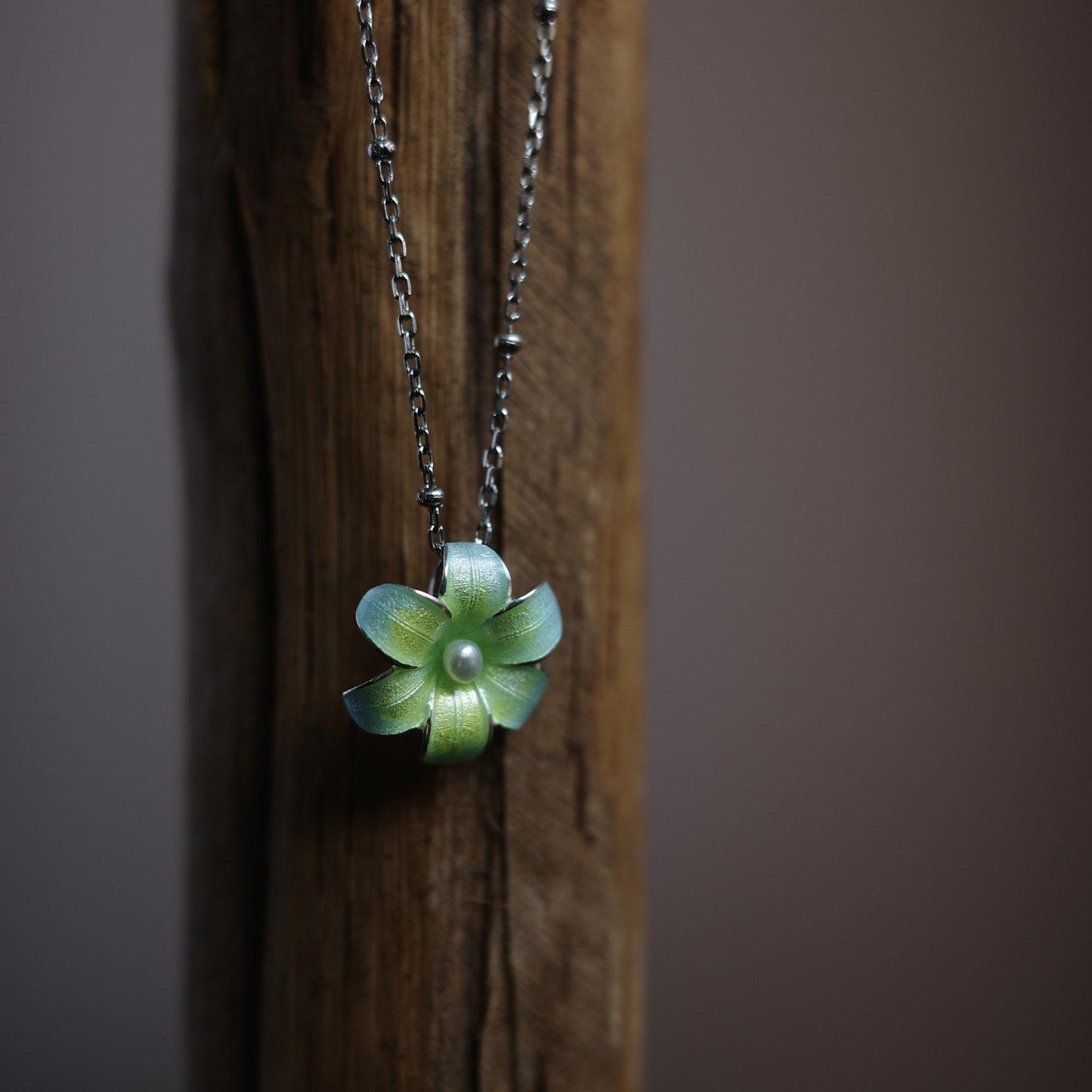 Lily Flower - Pearl Enamel 925 Sterling Silver Pendant Necklace for Women