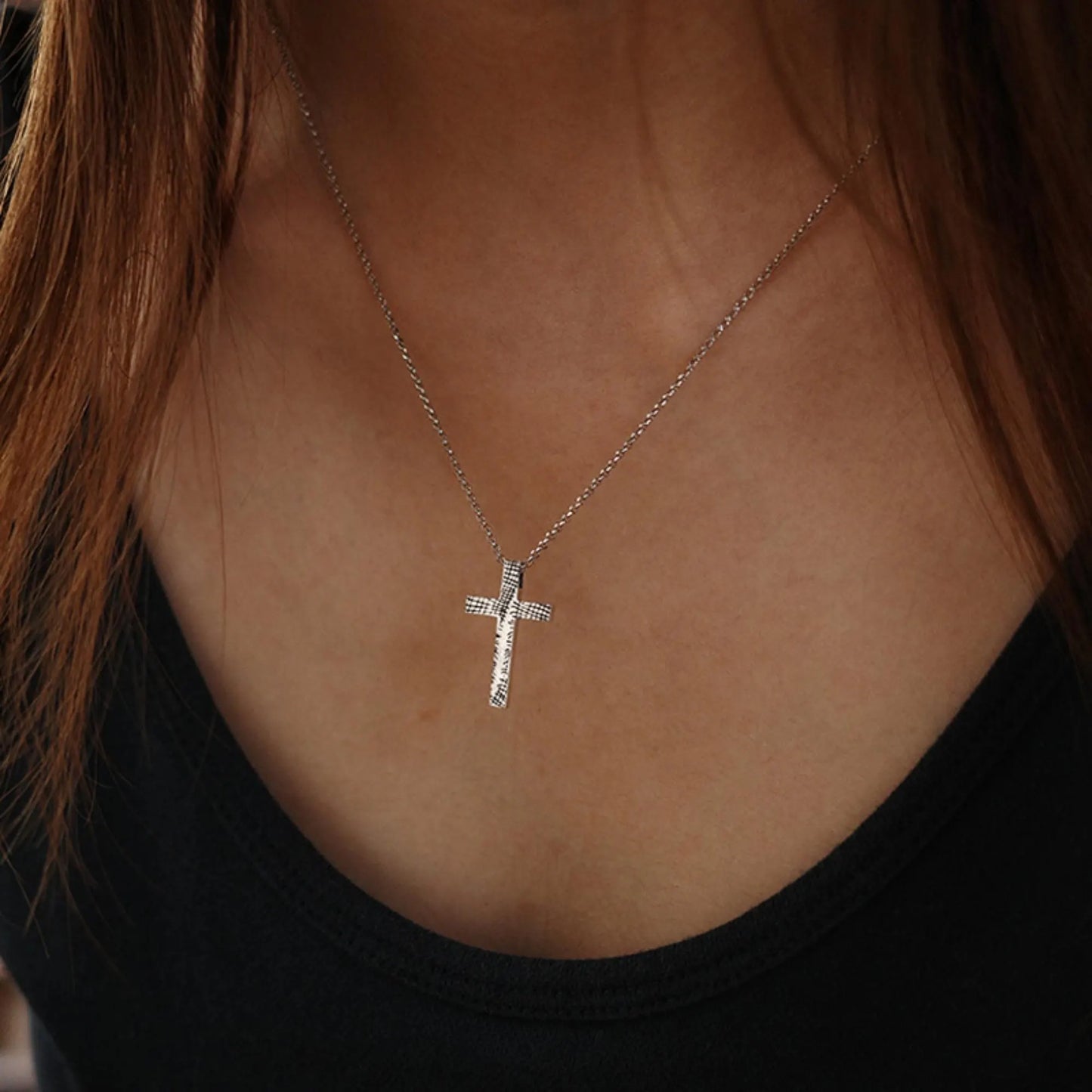 Sackcloth - 925 Sterling Silver Antiqued Vintage Cross Pendant Necklace for Women