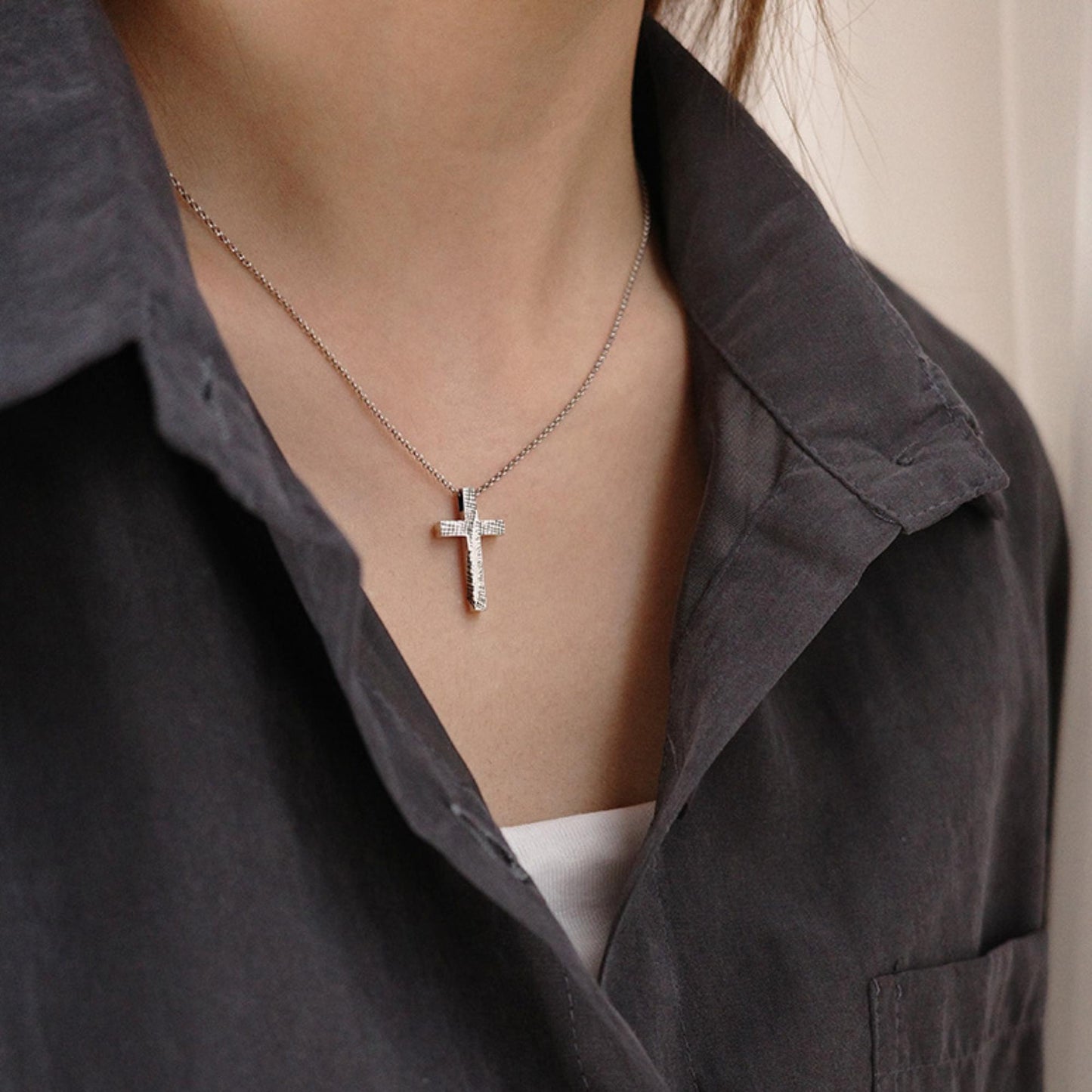 Sackcloth - 925 Sterling Silver Antiqued Vintage Cross Pendant Necklace for Women