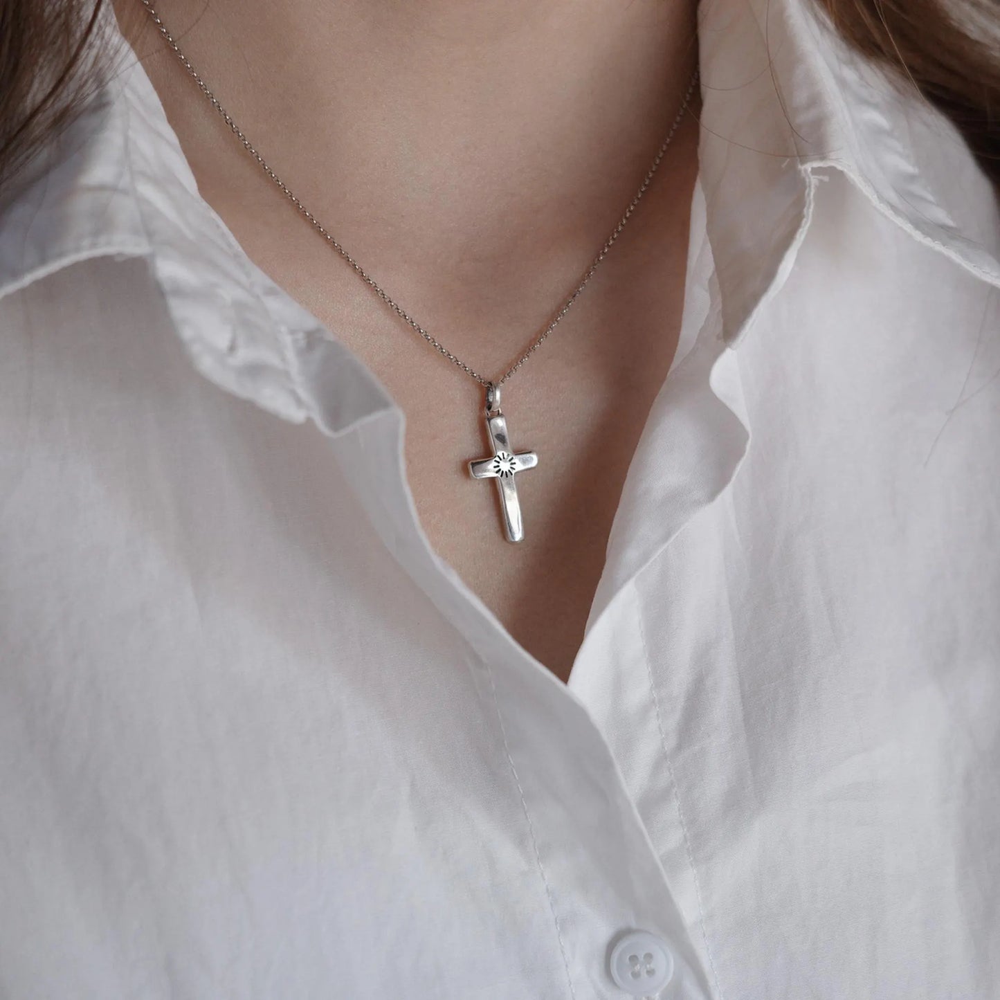 Quiet Time - 925 Sterling Silver Vintage Cross Pendant Necklace for Women