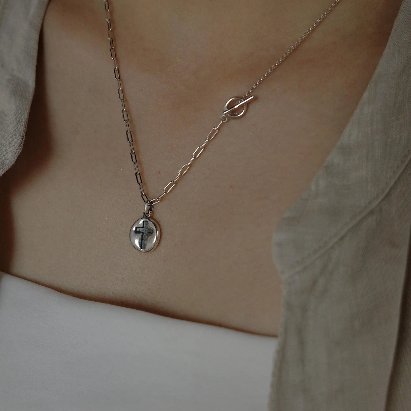 Cross Necklace - 925 Sterling Silver Vintage Pendant Necklace for Women