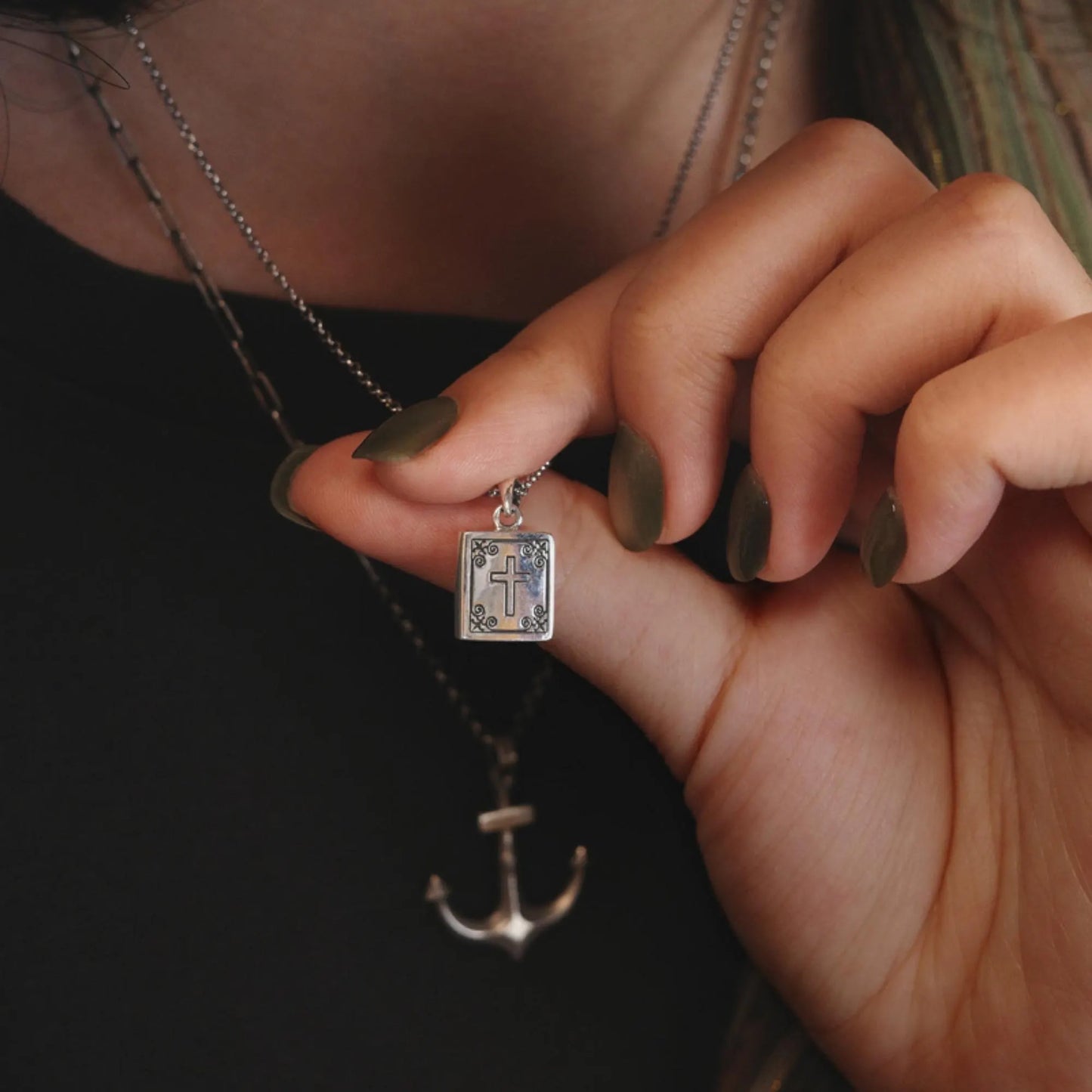 Bible - 925 Sterling Silver Vintage Pendant Necklace for Women
