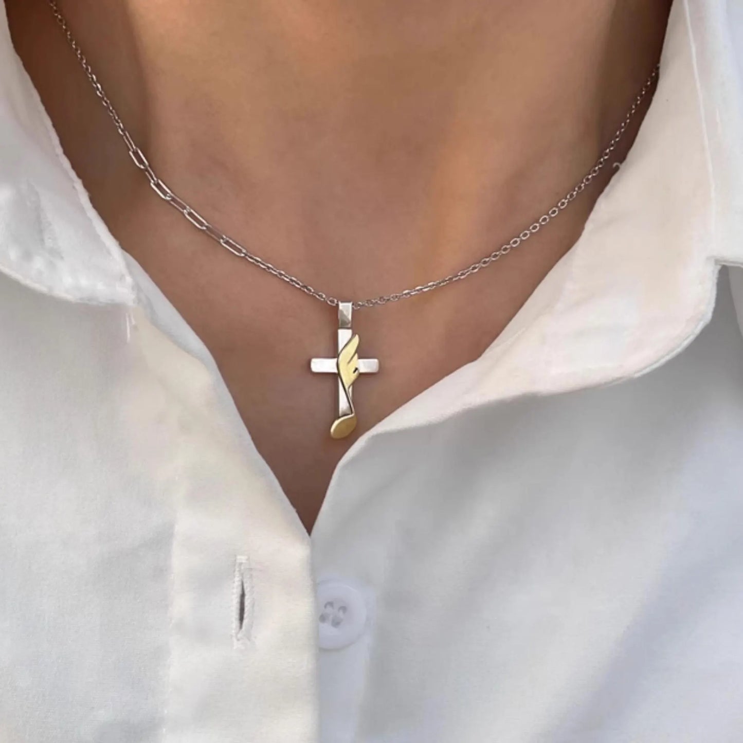 Melody of Blessing - 925 Sterling Silver Cross Pendant Necklace for Women