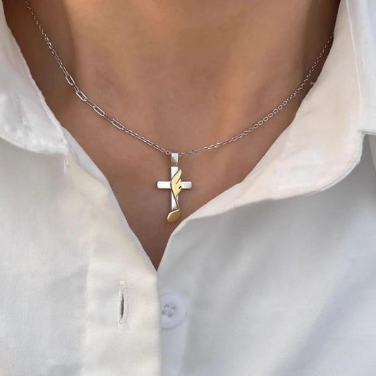 Melody of Blessing - 925 Sterling Silver Cross Pendant Necklace for Women