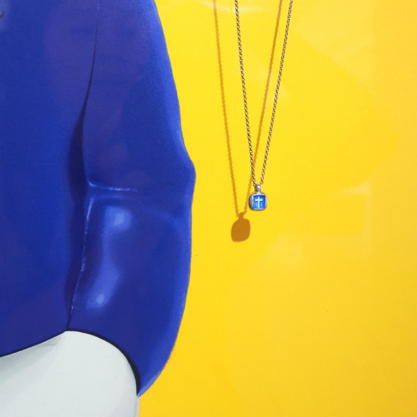 Indigo - 925 Sterling Silver Cross Enamel Pendant Necklace for Women