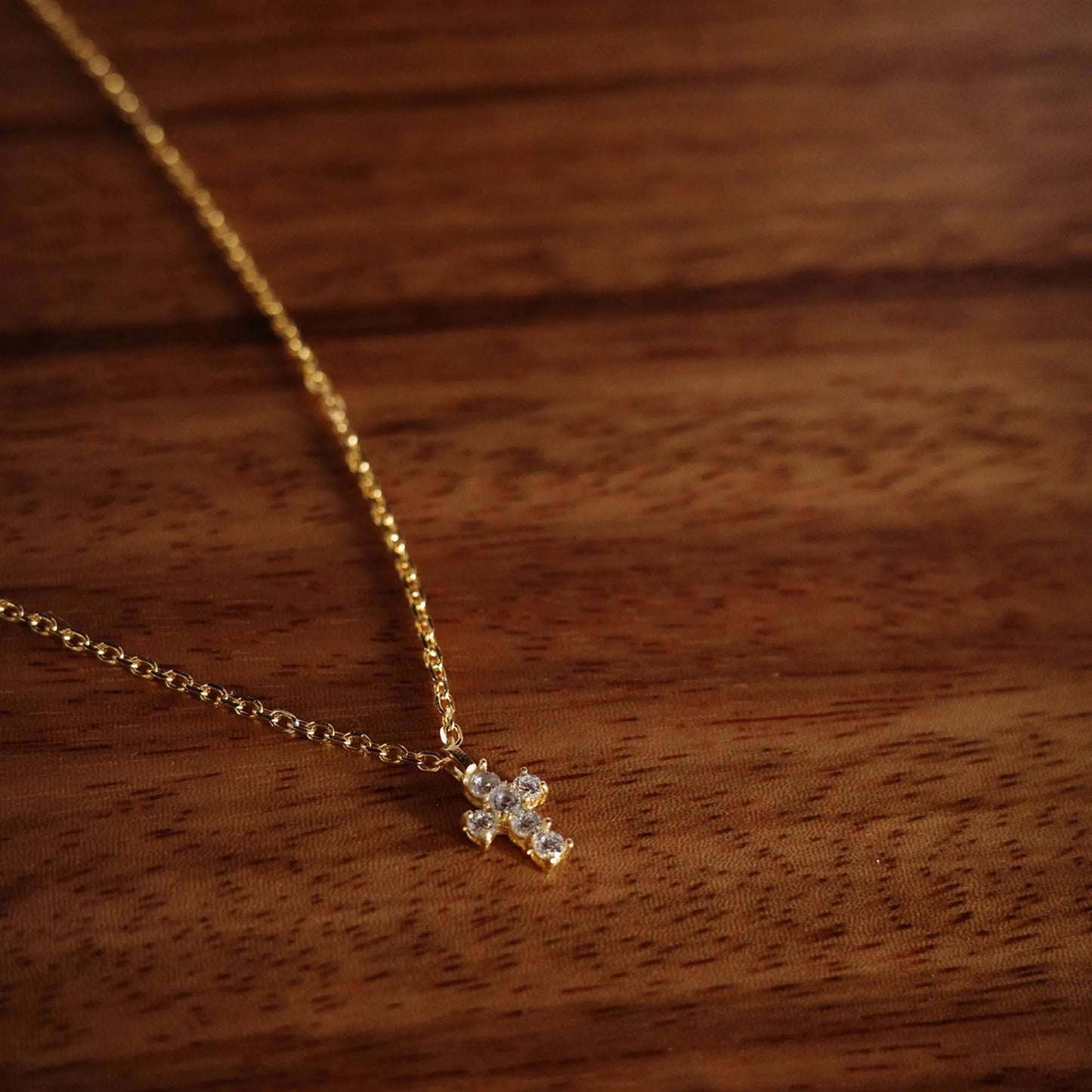 Cross Necklace - 925 Sterling Silver Mini Cross Pendant Necklace with Moissanite and Gold Plating for Women