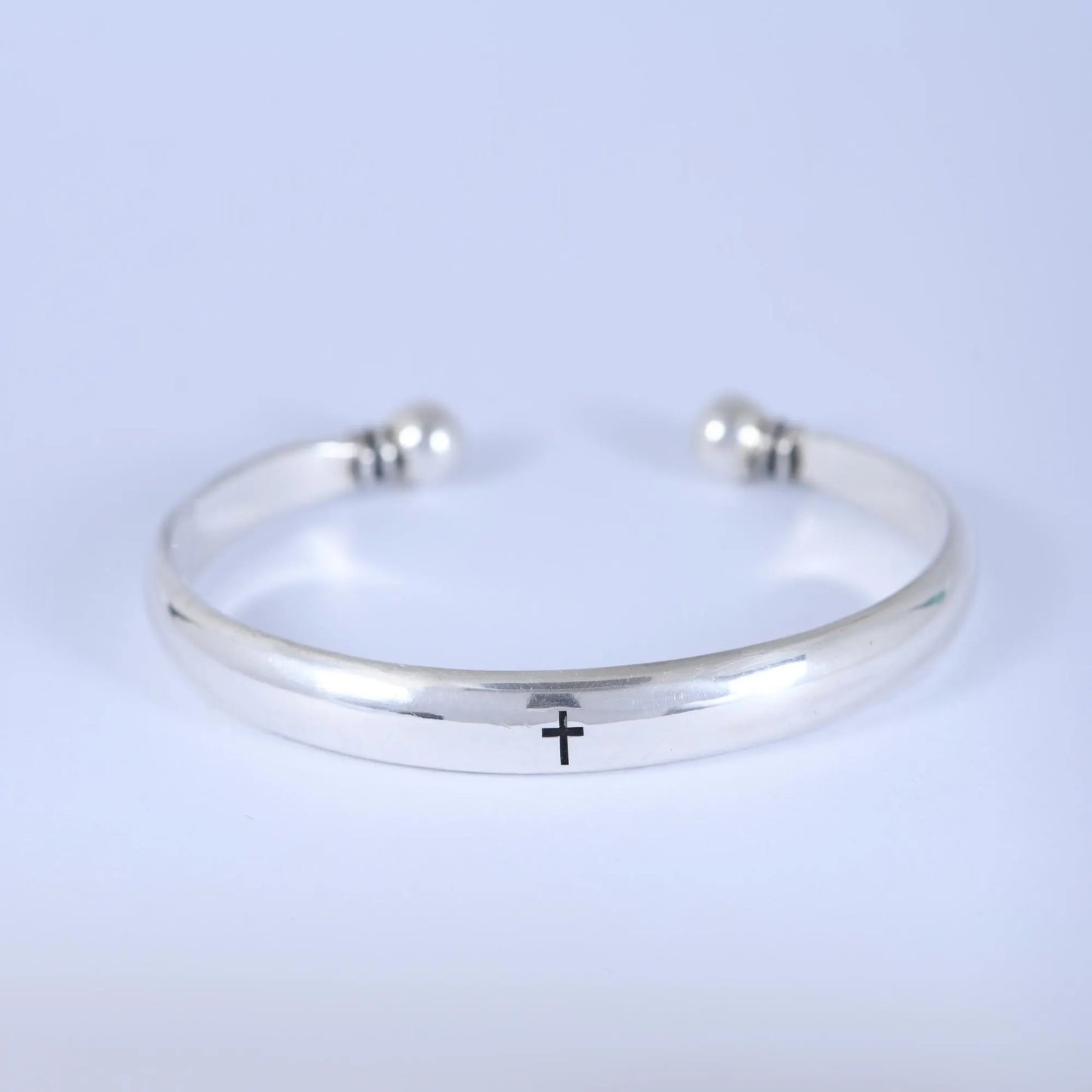 Cross / Grape Classic Sterling Silver Women's Bracelet Custom Engraving Gift