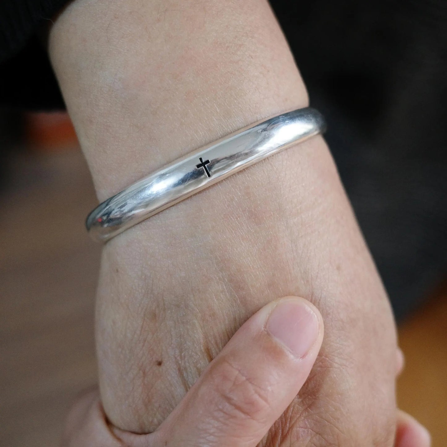Cross / Grape Classic Sterling Silver Women's Bracelet Custom Engraving Gift