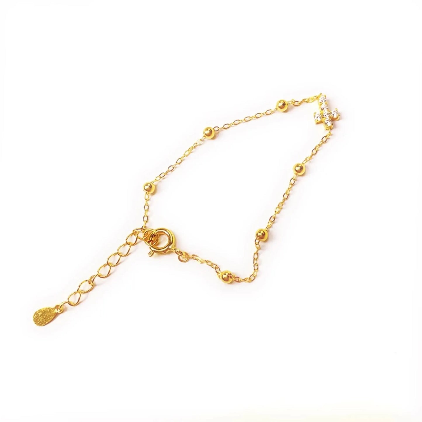 Chain of Love - 925 Sterling Silver Women’s Cross Bracelet with Moissanite