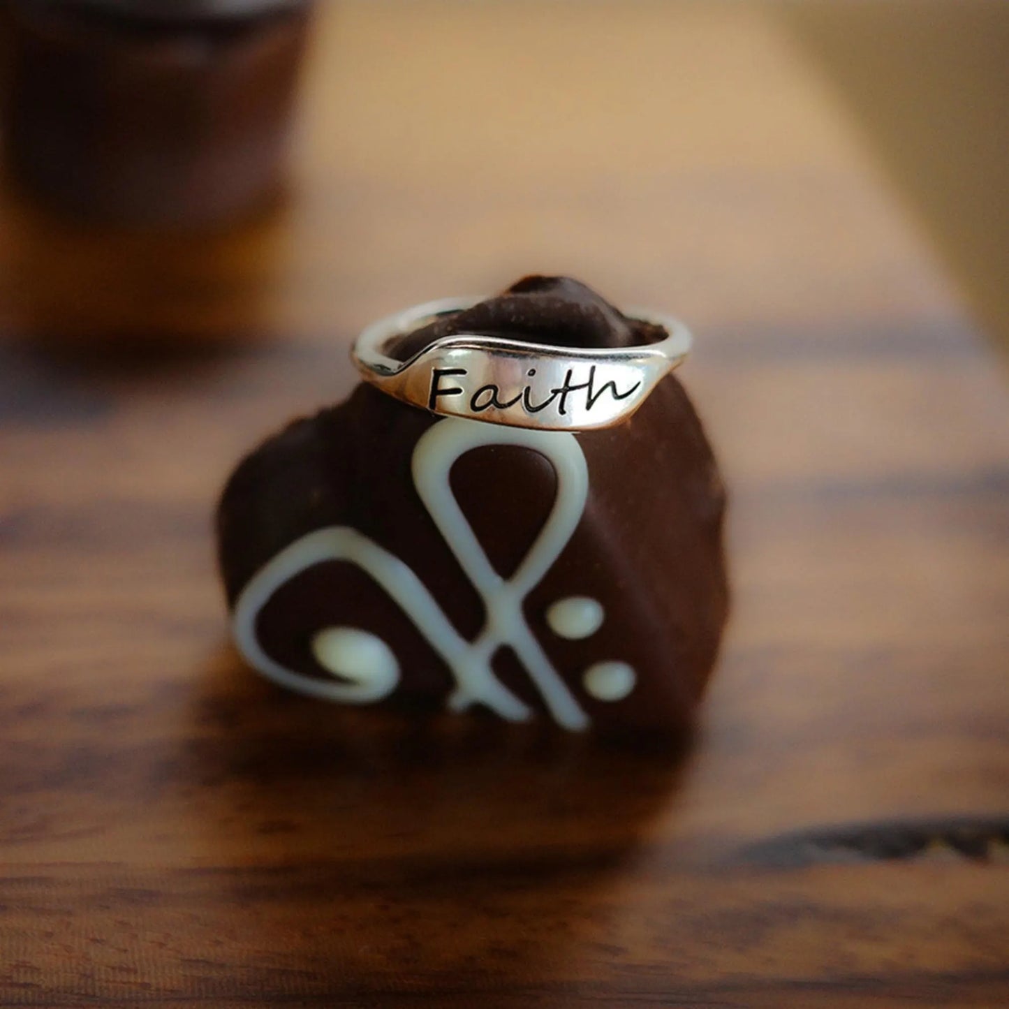 Faith - 925 Sterling Silver Women’s Adjustable Open Ring Custom Engraving Available