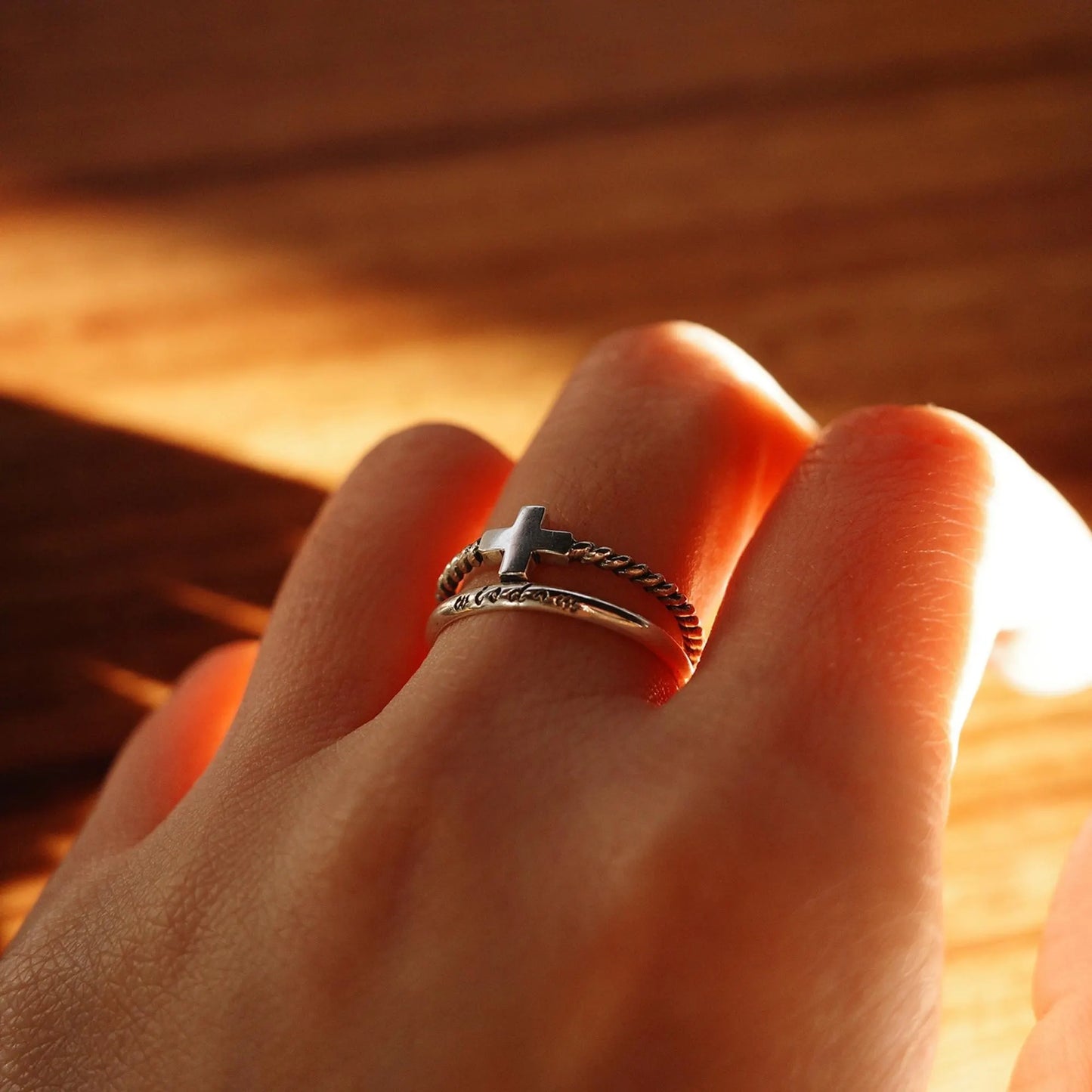Windows - 925 Sterling Silver Vintage Cross Ring for Men and Women