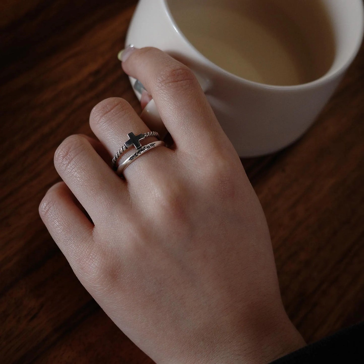Windows - 925 Sterling Silver Vintage Cross Ring for Men and Women