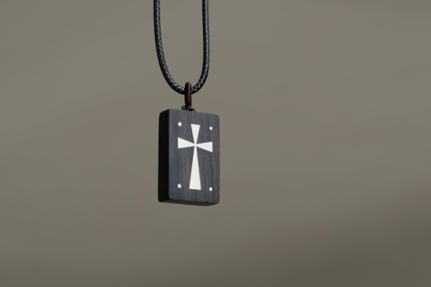Light and Life - Ebony Wood Cross with Silver Inlay Pendant Necklace Christian Gift Religious Jewelry Unisex