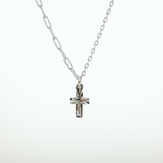 Double Cross - 925 Sterling Silver Mini Cross Pendant Choker Necklace for Women