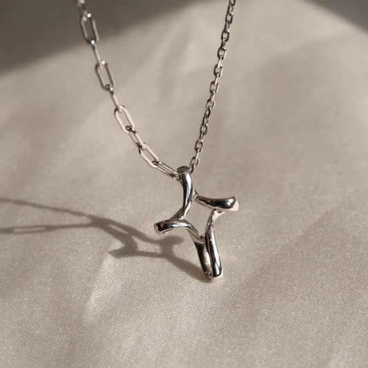 Star Cross - 925 Sterling Silver Mobius Pendant Choker Necklace for Women