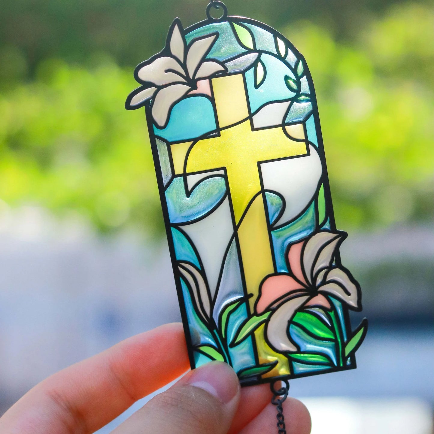 Refresh - Stained Glass Car Charm Hanging Pendant Christian Gift Jesus Christ