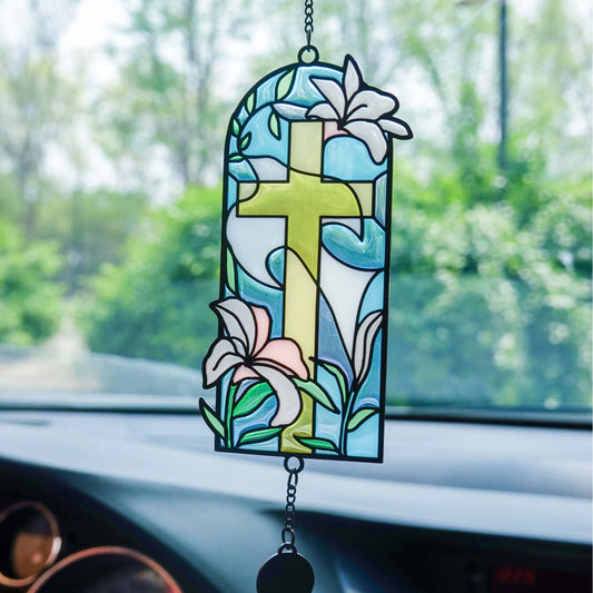 Refresh - Stained Glass Car Charm Hanging Pendant Christian Gift Jesus Christ