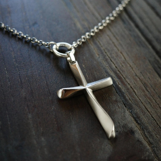 Pilgrim’s Way - 925 Sterling Silver Sandblasted Cross Pendant Necklace Unisex