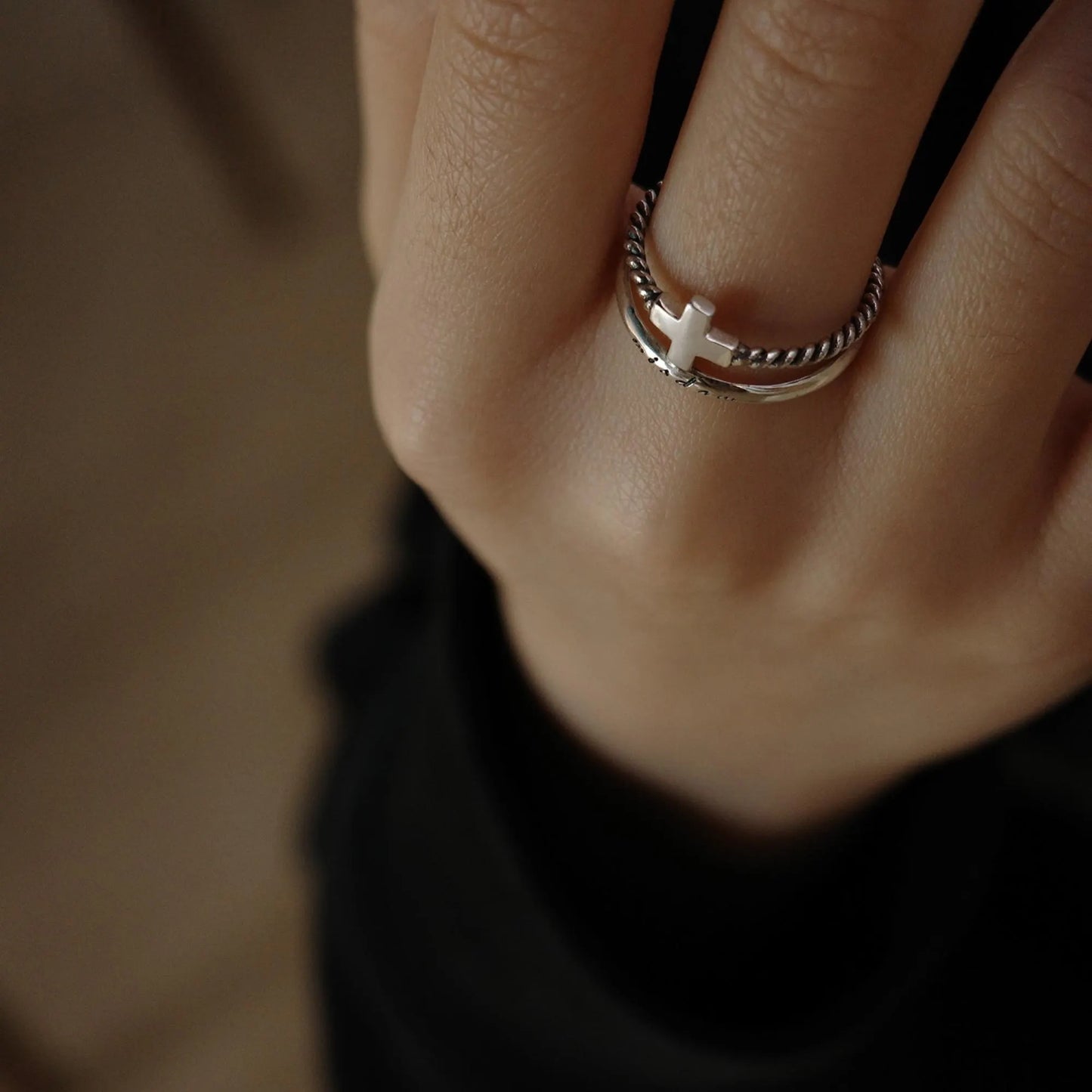 Windows - 925 Sterling Silver Vintage Cross Ring for Men and Women